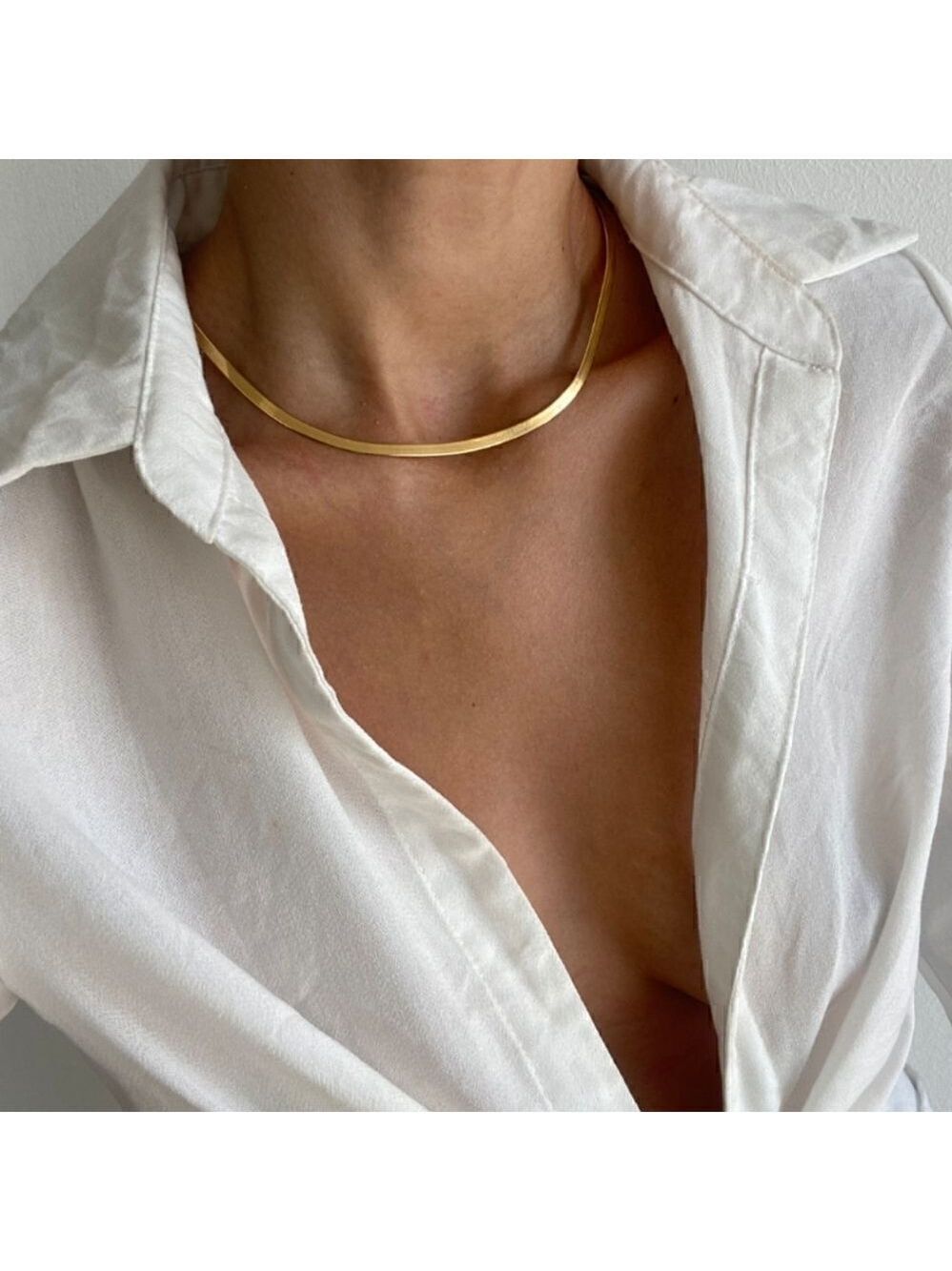 Stainless Steel 18K Gold Plated or Silver Plated Chain Herringbone Necklace